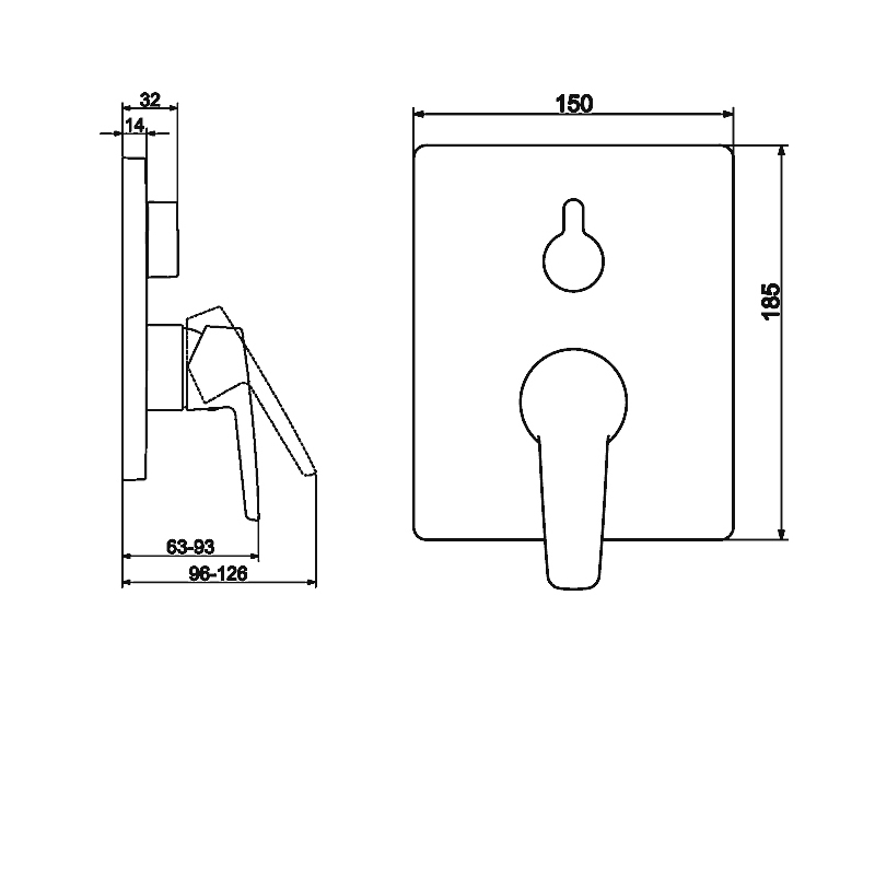 Vanová baterie HANSAPOLO, chrom, podomítková, bez příslušenství, Hansa 80609093