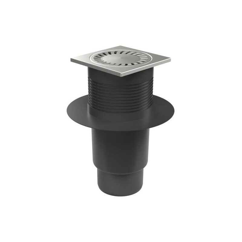 Kanalizační vpusť se spodní odtokem 110 mm, suchá klapka, mřížka nerezová 150x150 mm, Chuděj 727 S, KVS/L 110 S N