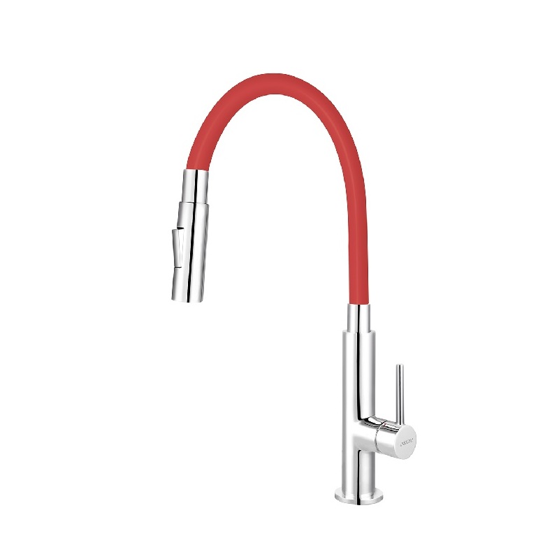 Dřezová baterie Ferro, červená/chrom, stojánková, Novaservis 70730,0CV