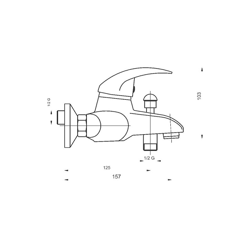 Vanová baterie Titania Lux 150 mm, chrom, nástěnná, bez příslušenství, Novaservis 91020/1,0