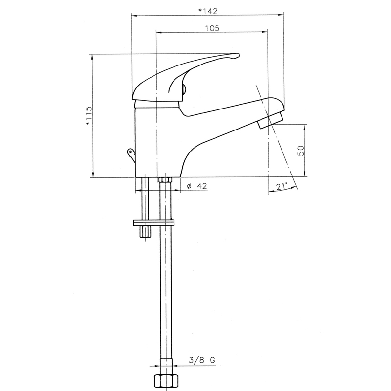 Umyvadlová baterie Titania Iris, chrom, stojánková, bez výpustě, Novaservis 92001/1,0