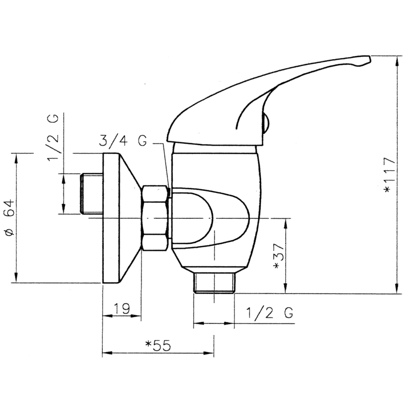 Sprchová baterie Titania Iris 100 mm, chrom, nástěnná, bez příslušenství, Novaservis 92064/1,0
