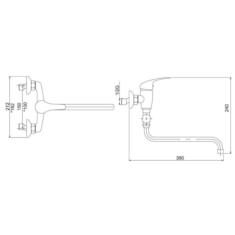 Umyvadlová paneláková baterie Titania Iris 100 mm, chrom, nástěnná, Novaservis 92073/1,0