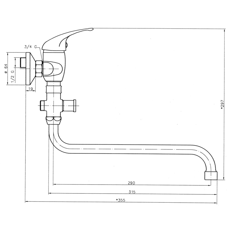 Umyvadlová paneláková baterie Titania Iris 100 mm, chrom, nástěnná, bez příslušenství, Novaservis 92075/1,0