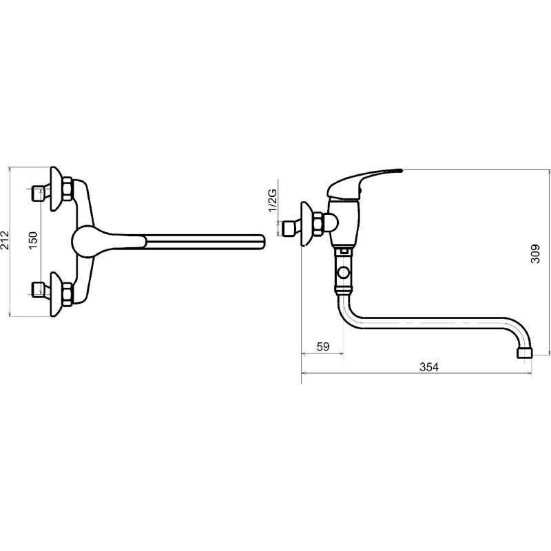 Umyvadlová paneláková baterie Titania Iris, 150 mm, chrom, nástěnná, bez příslušenství, Novaservis 92271/1,0