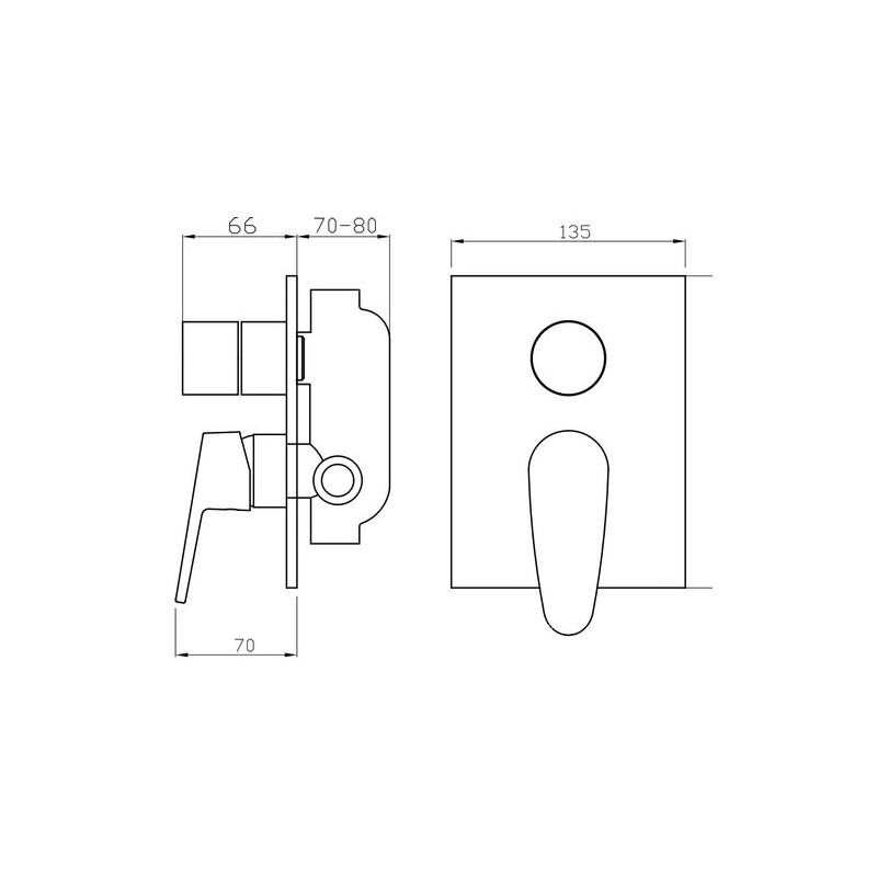 Sprchová/vanová baterie Titania Iris, chrom, podomítková, bez příslušenství, Novaservis 94450R,0