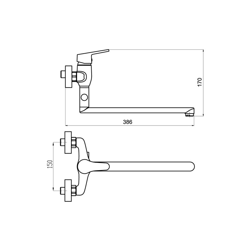 Umyvadlová paneláková baterie Titania Iris New 150 mm, chrom, nástěnná, bez příslušenství, Novaservis 94472/1,0
