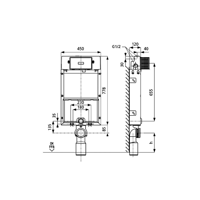 SANIT - WC závěsný komplet PACK PIANO 980 M, pro zazdění