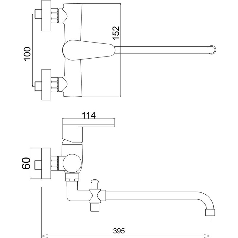 Umyvadlová paneláková baterie Titania Fresh 100 mm, chrom, nástěnná, bez příslušenství, Novaservis 96037/1,0