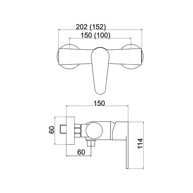 Sprchová baterie Titania Fresh 150 mm, chrom, nástěnná, bez příslušenství, Novaservis 96061/1,0