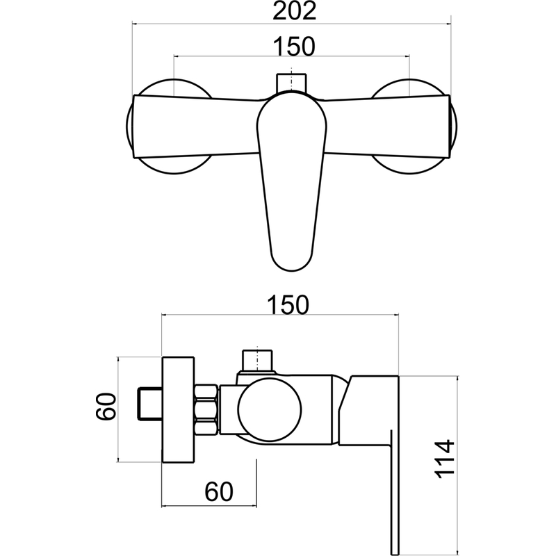 Sprchová baterie Titania Fresh 150 mm, chrom, nástěnná, bez příslušenství, Novaservis 96062/1,0
