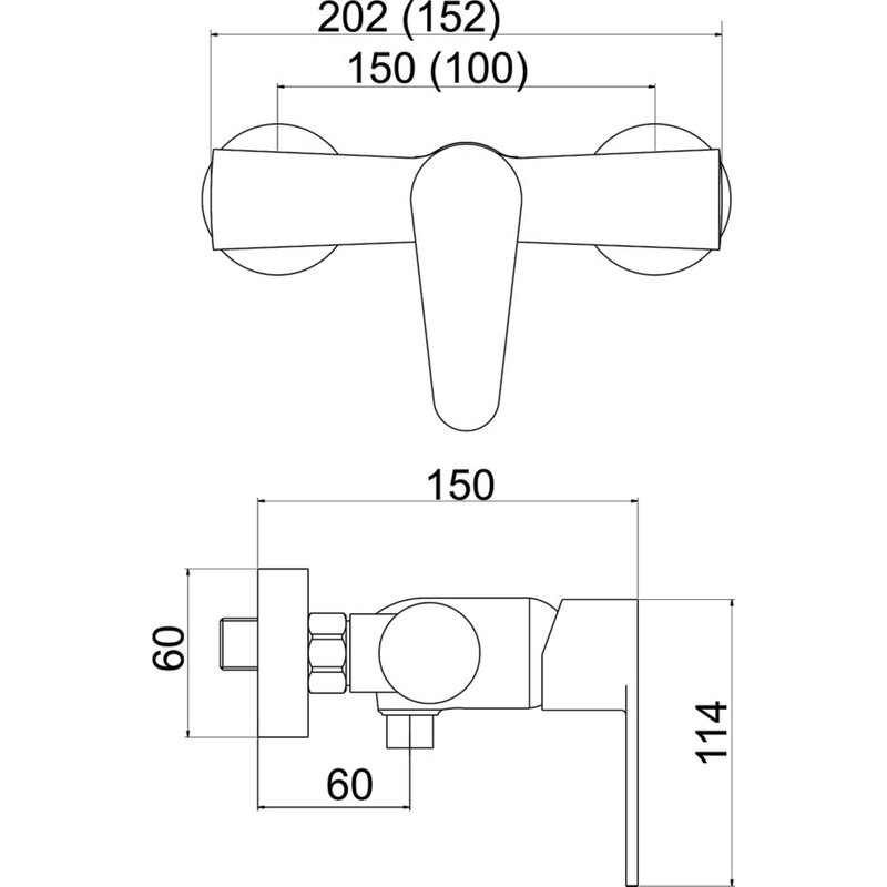 Sprchová baterie Titania Fresh 100 mm, chrom, nástěnná, bez příslušenství, Novaservis 96065/1,0