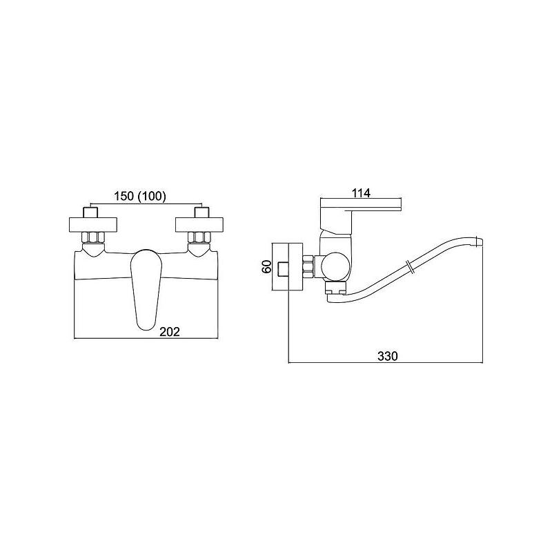 Umyvadlová baterie Titania Fresh 100 mm, chrom, nástěnná, Novaservis 96074,0