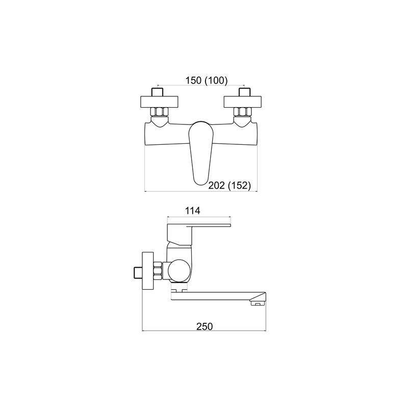 Umyvadlová baterie Titania Fresh 100 mm, chrom, nástěnná, Novaservis 96077,0