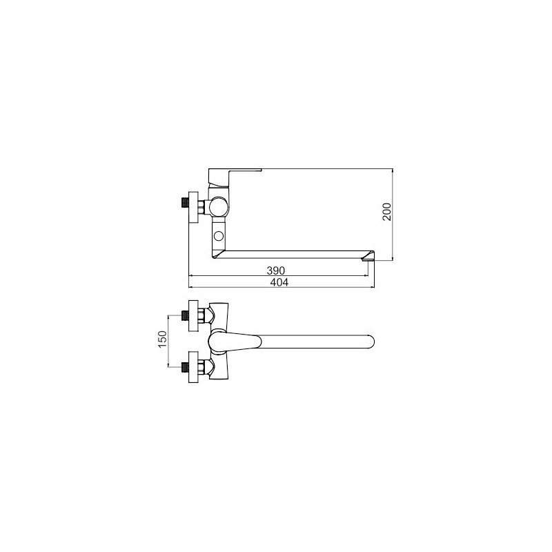 Umyvadlová paneláková baterie Titania Fresh 150 mm, chrom, nástěnná, bez příslušenství, Novaservis 96672/1,0