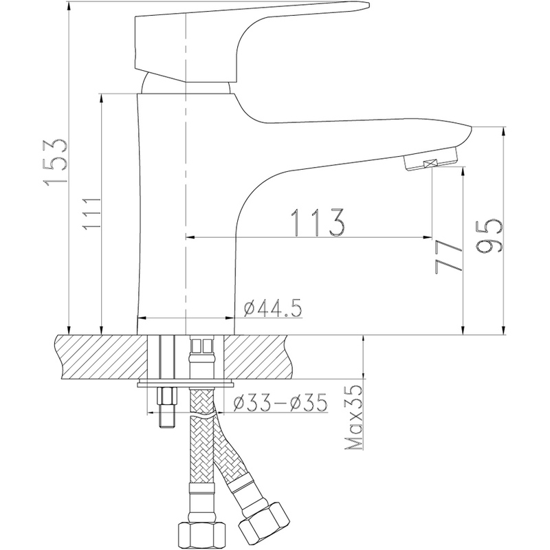 Umyvadlová baterie Titania Nice, chrom, stojánková, s výpustí, Novaservis 97001,0
