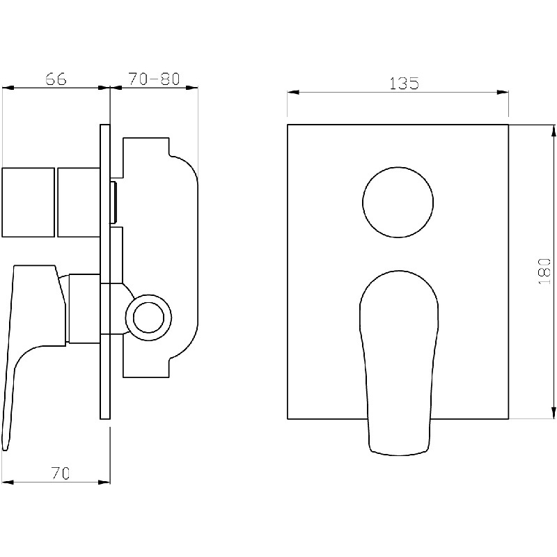 Sprchová/vanová baterie Titania Nice, chrom, podomítková, bez příslušenství, Novaservis 97050R,0