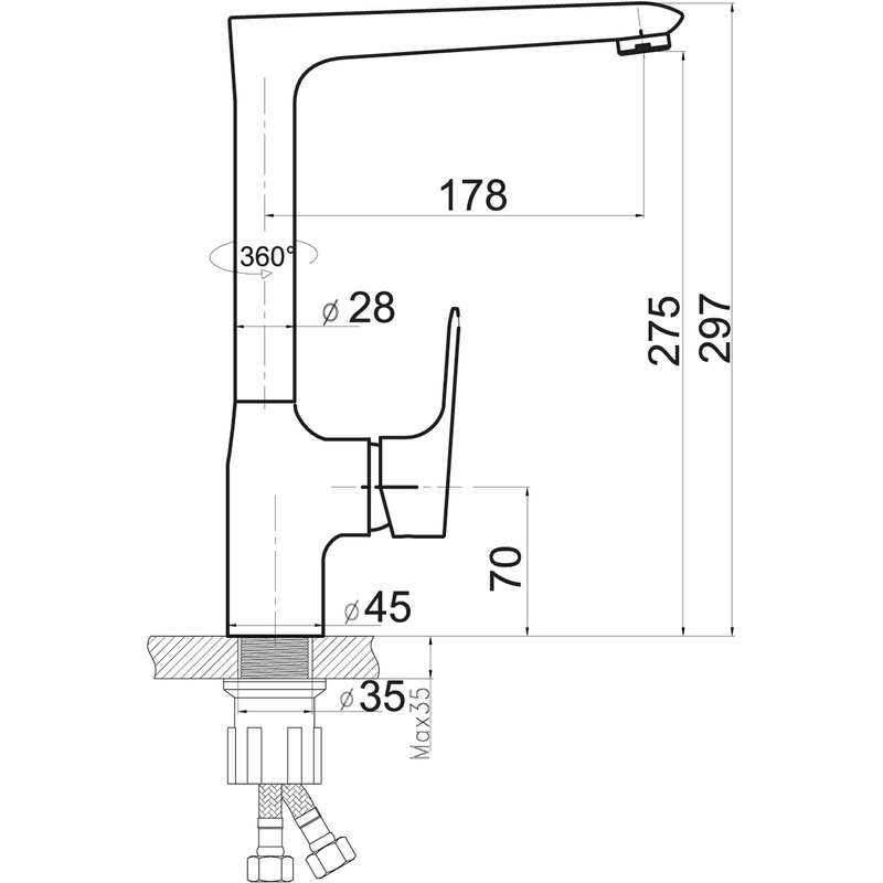 Dřezová baterie Titania Nice, chrom, stojánková, Novaservis 97713,0