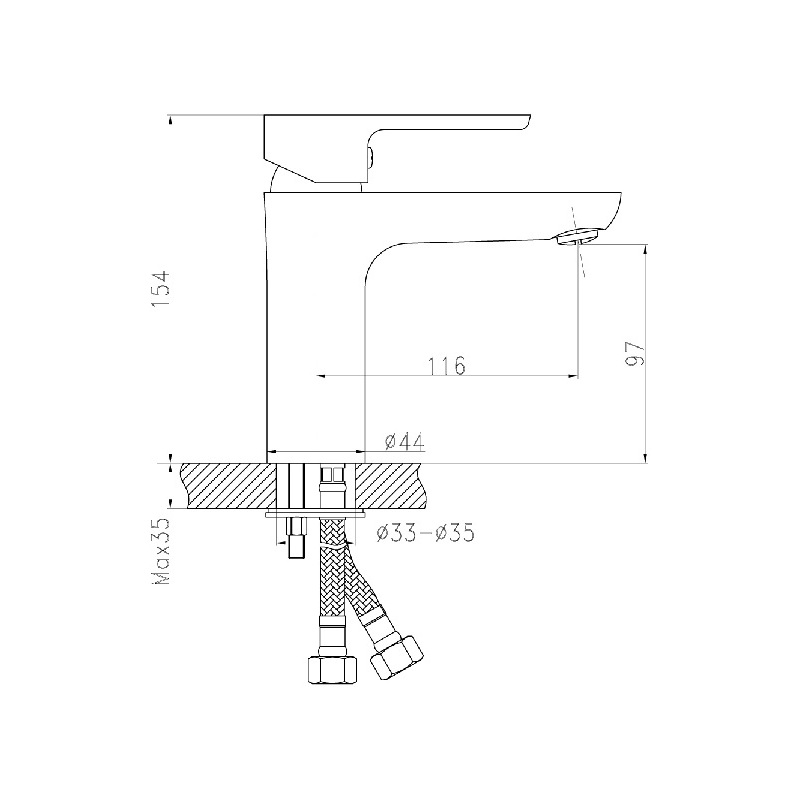 Umyvadlová baterie Titania Smart, chrom, stojánková, s výpustí, Novaservis 98001,0