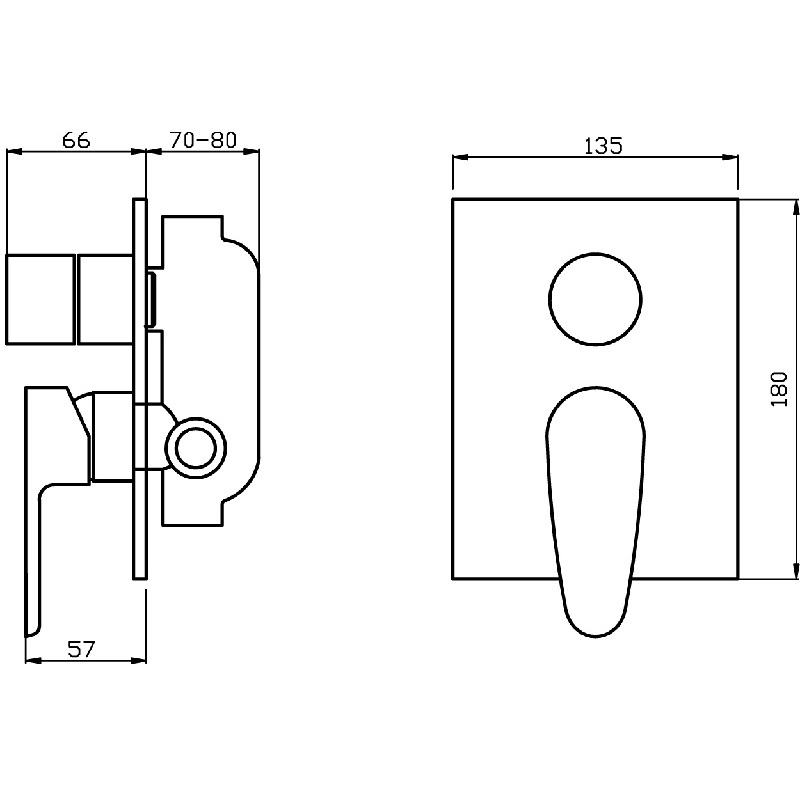 Vanová baterie Titania Smart, chrom, podomítková, s příslušenstvím, Novaservis 98050R,0