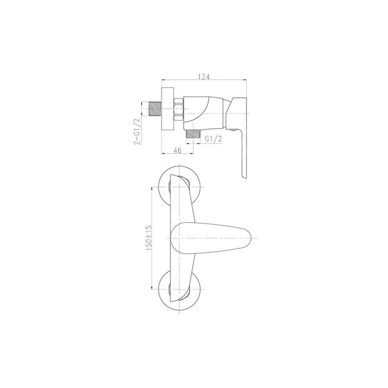 Sprchová baterie Titania Smart 150 mm, chrom, nástěnná, bez příslušenství, Novaservis 98061/1,0