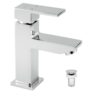 Umyvadlová baterie Titania Cube, chrom, stojánková, s výpustí, Novaservis 98803,0
