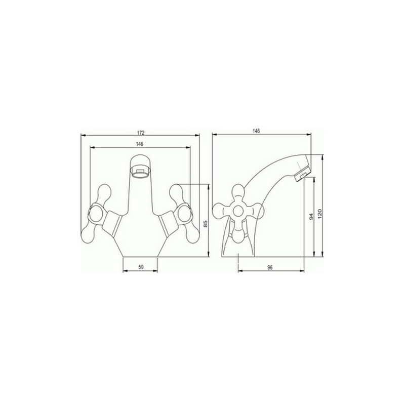 Umyvadlová baterie Titania Retro II, chrom, stojánková, bez výpusti, Novaservis 99101/1,0