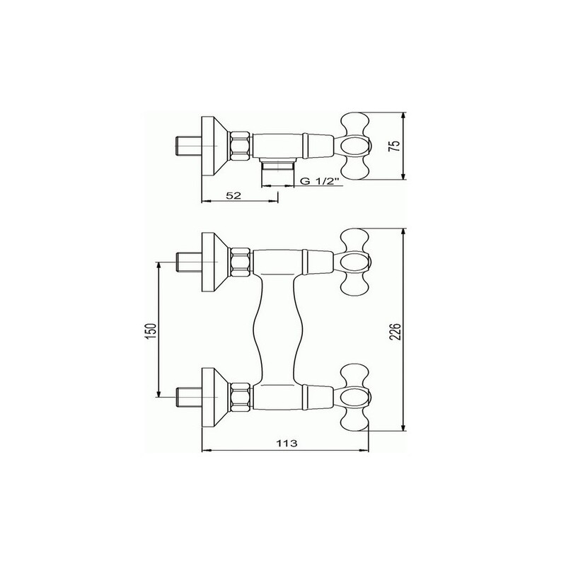 Sprchová baterie Titania Retro II 150 mm, chrom, nástěnná, bez příslušenství, Novaservis 99160/1,0