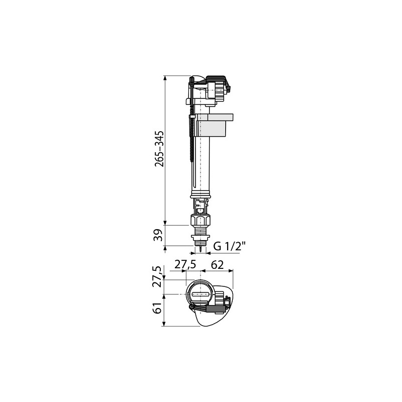 Napouštěcí ventil A17 G 1/2, spodní, Alcadrain