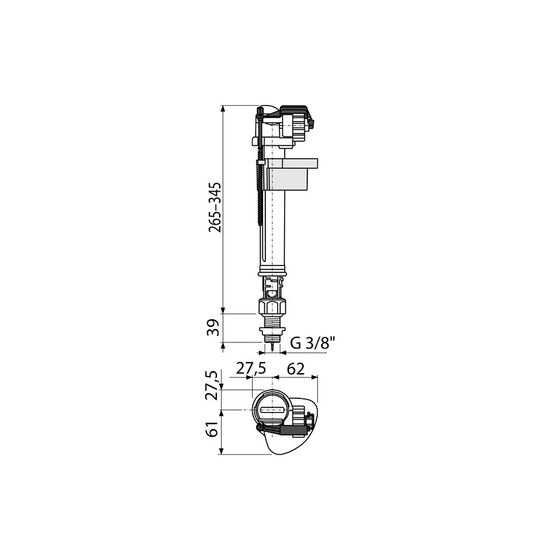 Napouštěcí ventil A17 G 3/8, spodní, Alcadrain