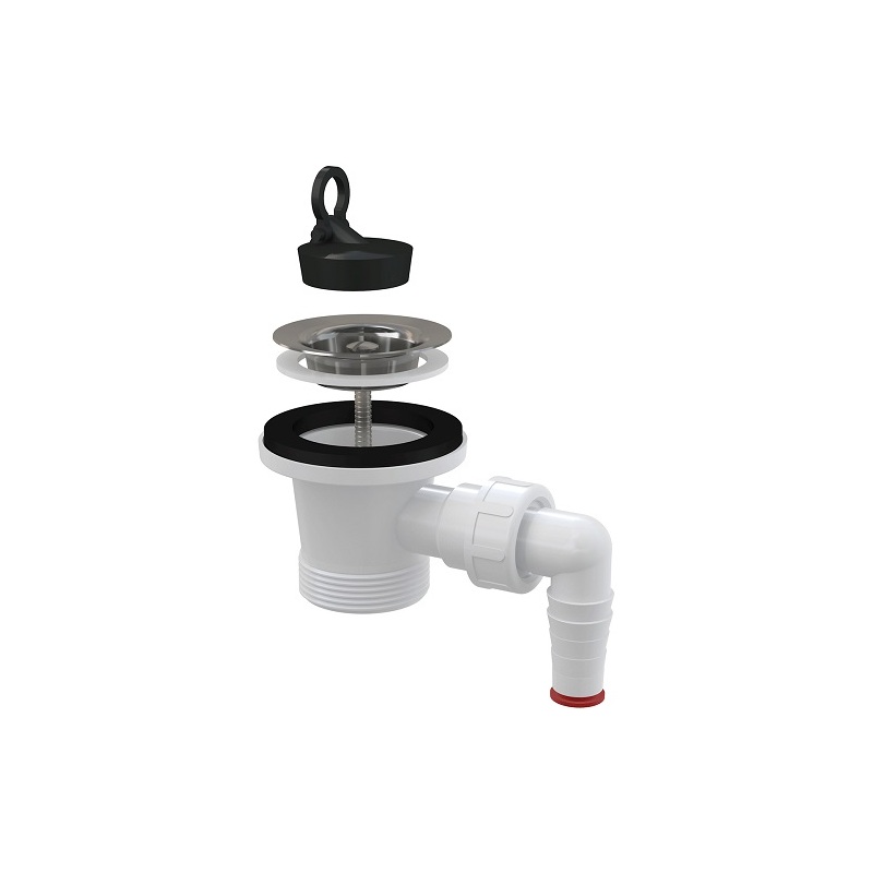 Umyvadlová výpusť 6/4, nerez mřížka, s přípojkou na hadici, Alcadrain A31P