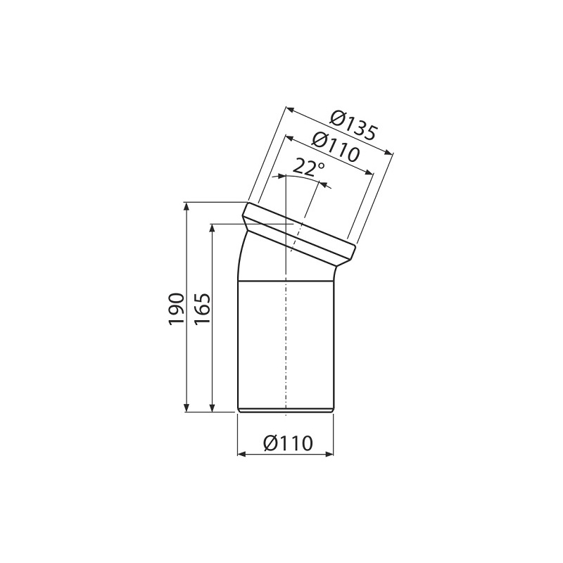 Koleno 22° A90, dopojení k WC, Alcadrain
