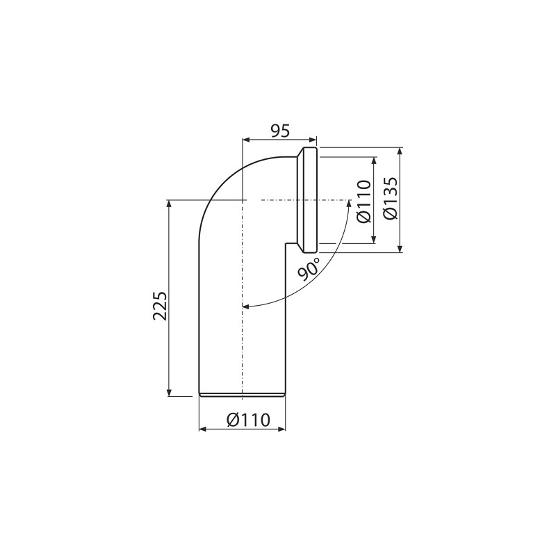 Připojovací WC koleno 90° DN 100, bílá, Alcadrain A90-90