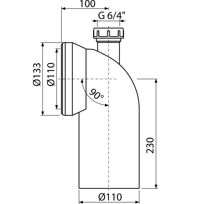 Koleno 90° A90 s připojením DN 40, dopojení k WC, Alcadrain