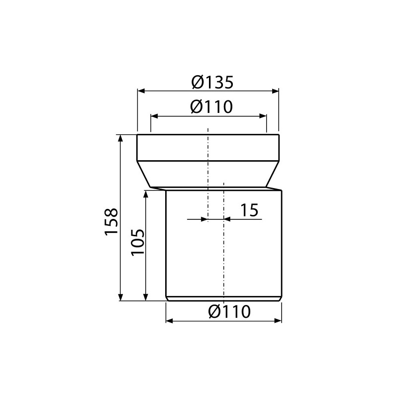 Excentrický nátrubek A92 158 mm, dopojení k WC, Alcadrain