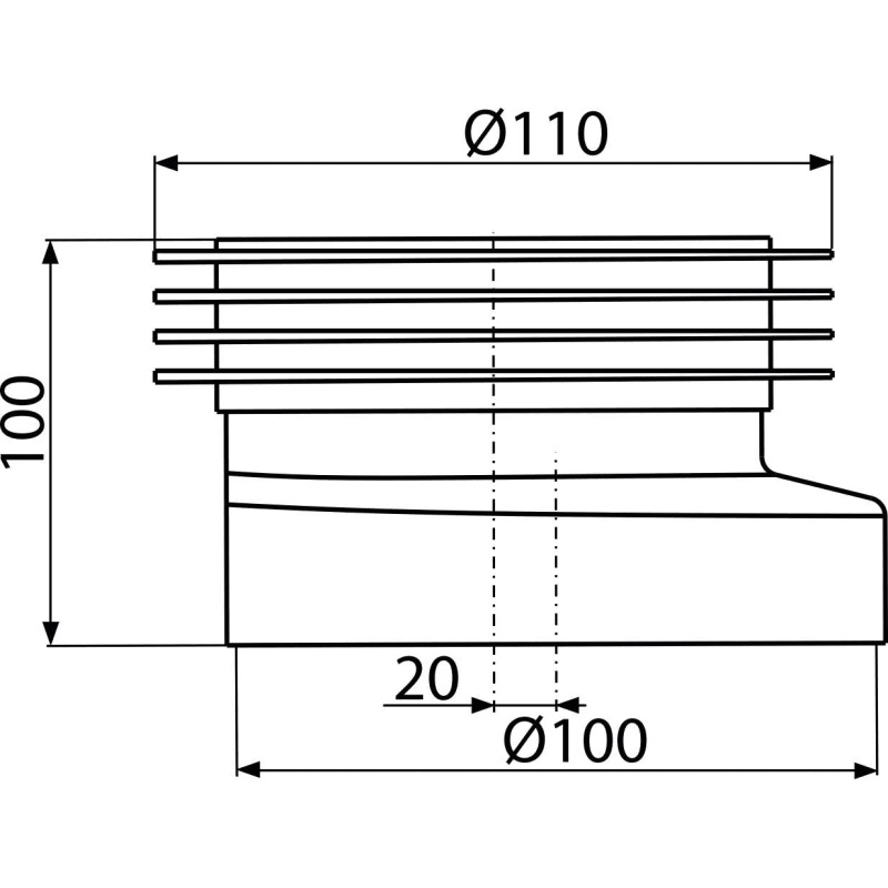 Excentrická manžeta A990, dopojení k WC, Alcadrain
