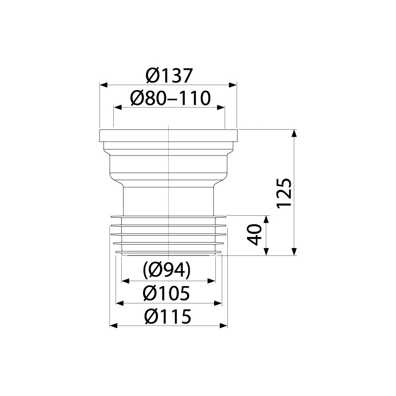 Přímé dopojení k WC A991, Alcadrain