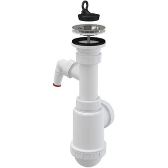 Dřezový sifon A441P s výpustí 70 mm, odpad 40/50 mm, s přípojkou, Alcadrain A441P-DN50/40