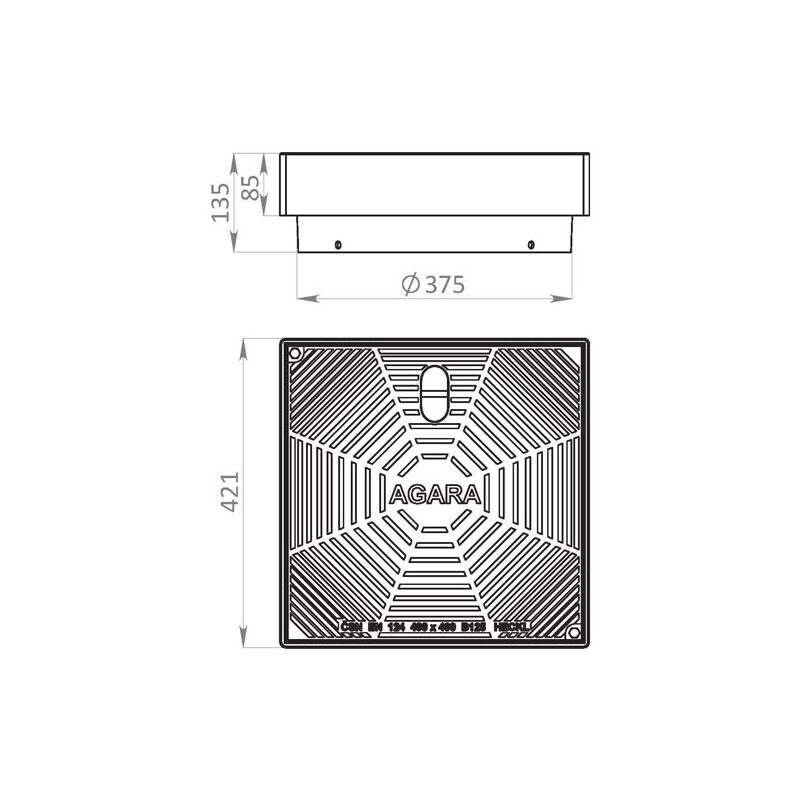 Šachtový poklop AGARA KG B125, litinový, KG DN 400, HECKL