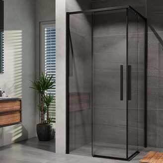 Sprchový kout Alvaro 90 x 90 cm, sklo čiré, profil černý, čtverec, Lansanit CZD99-B