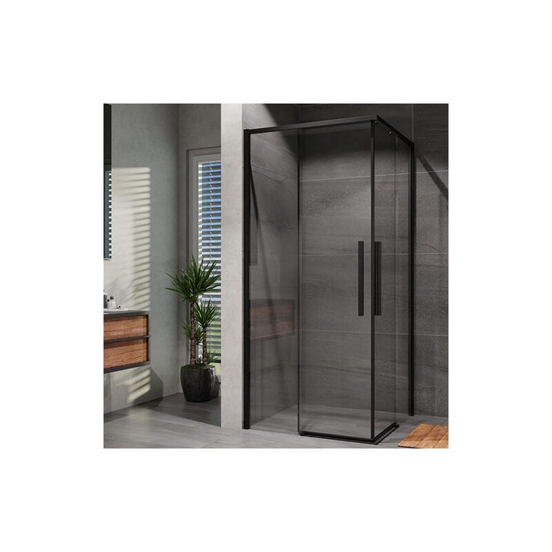 Sprchový kout Alvaro 90 x 90 cm, sklo čiré, profil černý, čtverec, Lansanit CZD99-B