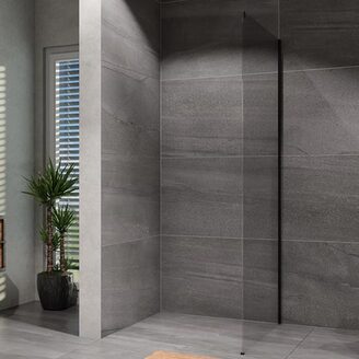 Sprchová stěna Alvaro 900 mm, sklo čiré, profil černý, Lansanit LAN05035