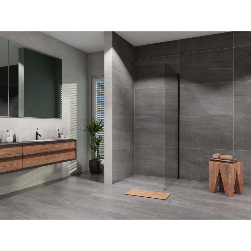 Sprchová stěna Alvaro 800 mm, sklo čiré, profil černý, Lansanit LAN05033