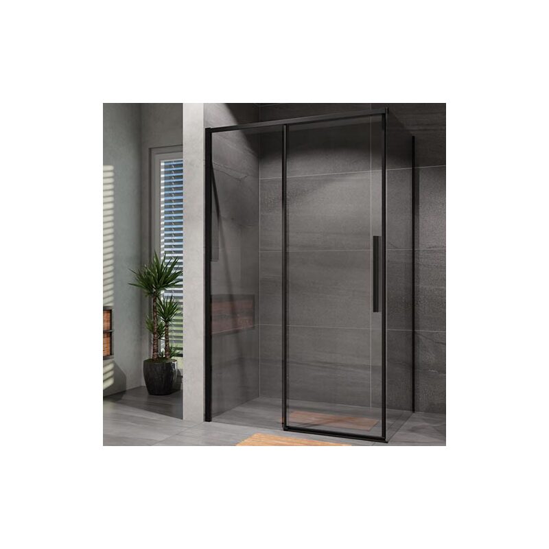 Sprchový kout Alvaro 120 x 80 cm, sklo čiré, profil černý, obdélník, Lansanit SZD12-B/SPZD80-B