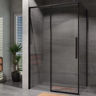 Sprchový kout Alvaro 120 x 90 cm, sklo čiré, profil černý, obdélník, Lansanit SZD12-B/SPZD90-B