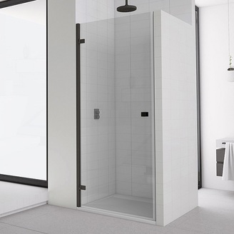 Sprchové dveře ANNEA Black AN1C L 900 mm, sklo čiré, profil černý, levé, SanSwiss AN1CG09000607