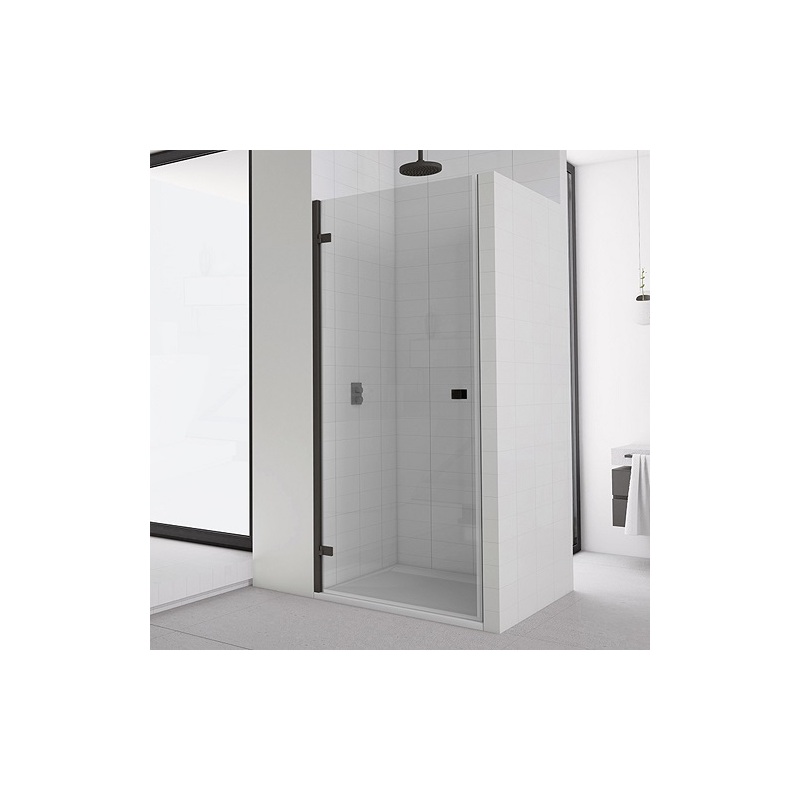 Sprchové dveře ANNEA Black AN1C L 900 mm, sklo čiré, profil černý, levé, SanSwiss AN1CG09000607