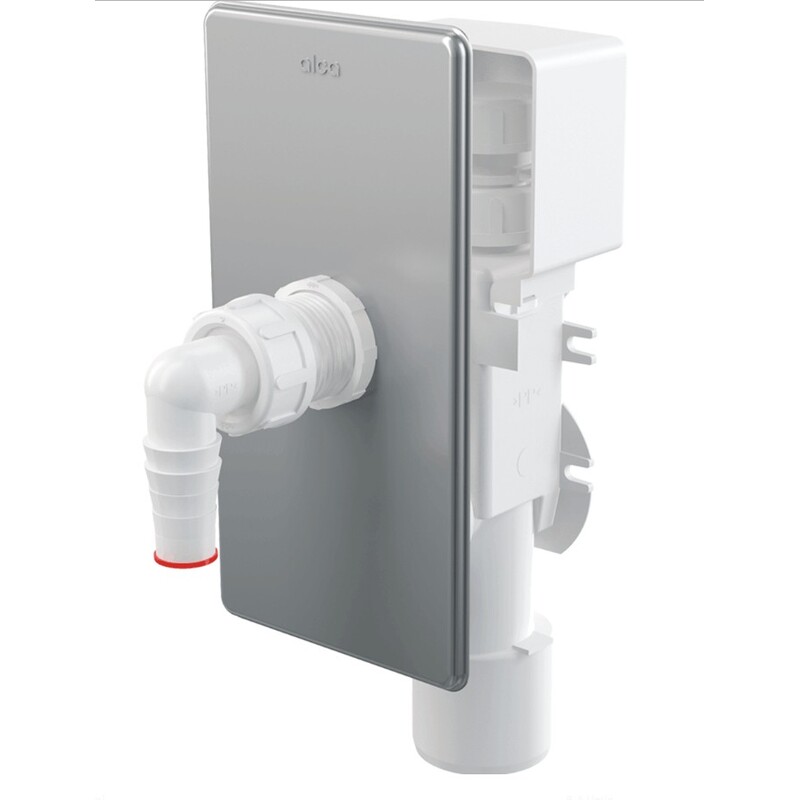 Pračkový sifon APS3P, odpad 40/50 mm, podomítkový, s přivzdušnením, bílý-nerez, Alcadrain APS3P