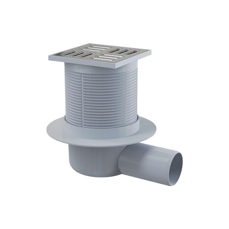 Podlahová vpusť 105 x 105 mm, mřížka nerez, boční odtok d 50 mm, Alcadrain APV1