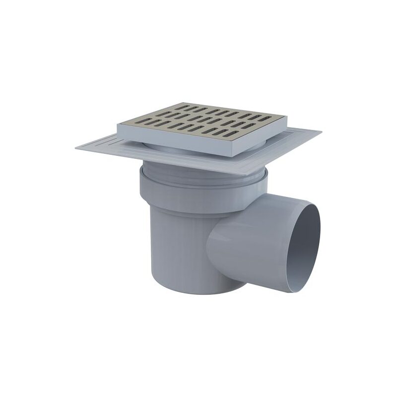 Podlahová vpusť 150 x 150 mm, mřížka nerez, boční odtok d 110 mm, Alcadrain APV12